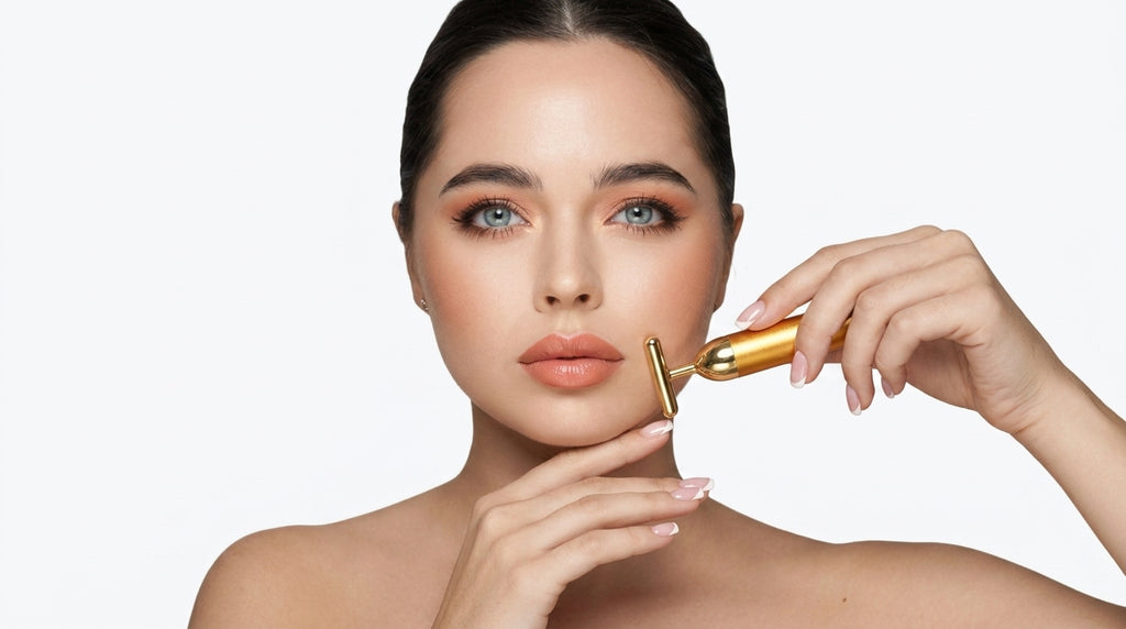 Massaggiatore Viso Vibrante in Oro 24K ✨